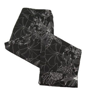 Rafaella Black Capri's w/ White  Floral Pattern (side zip & cuffs) Size: 12